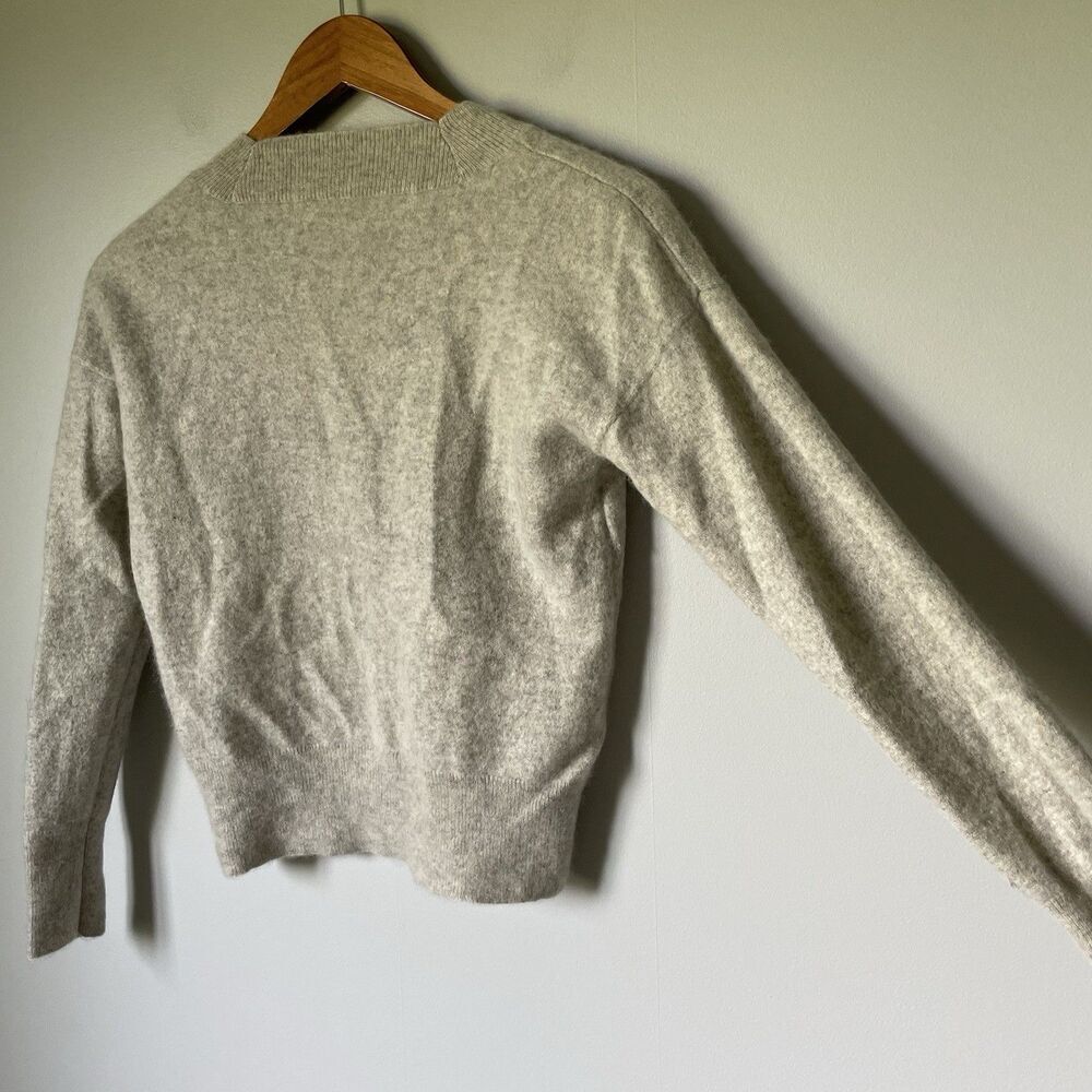Madewell 100% Cashmere Knit Sweater V-Neck Gray Cream Women's Size Small - Picture 3 of 9